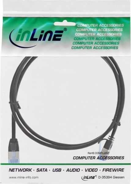 InLine Slim apvalus kabelis sieciowy Patch U/FTP Cat,6A - juoda - 5m (71905S)