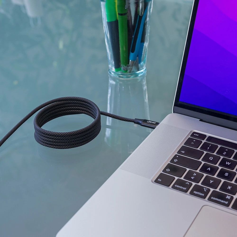 InLine® Magnetic USB-C cable, USB-C male/male, 100W, juodas, 1.5m