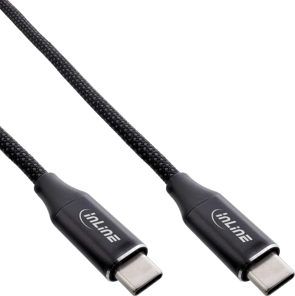 InLine® Magnetic USB-C cable, USB-C male/male, 100W, juodas, 1.5m