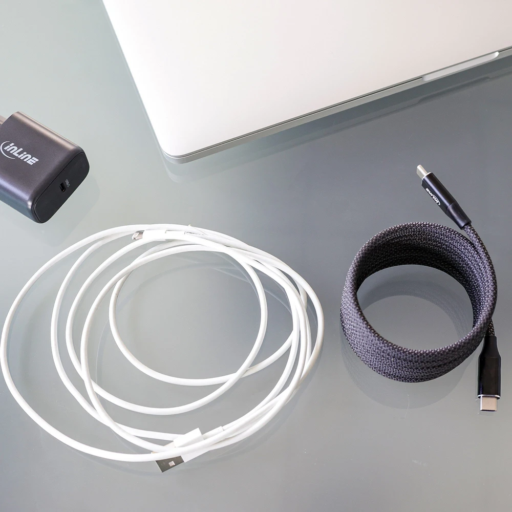 InLine® Magnetic USB-C cable, USB-C male/male, 100W, juodas, 1.5m