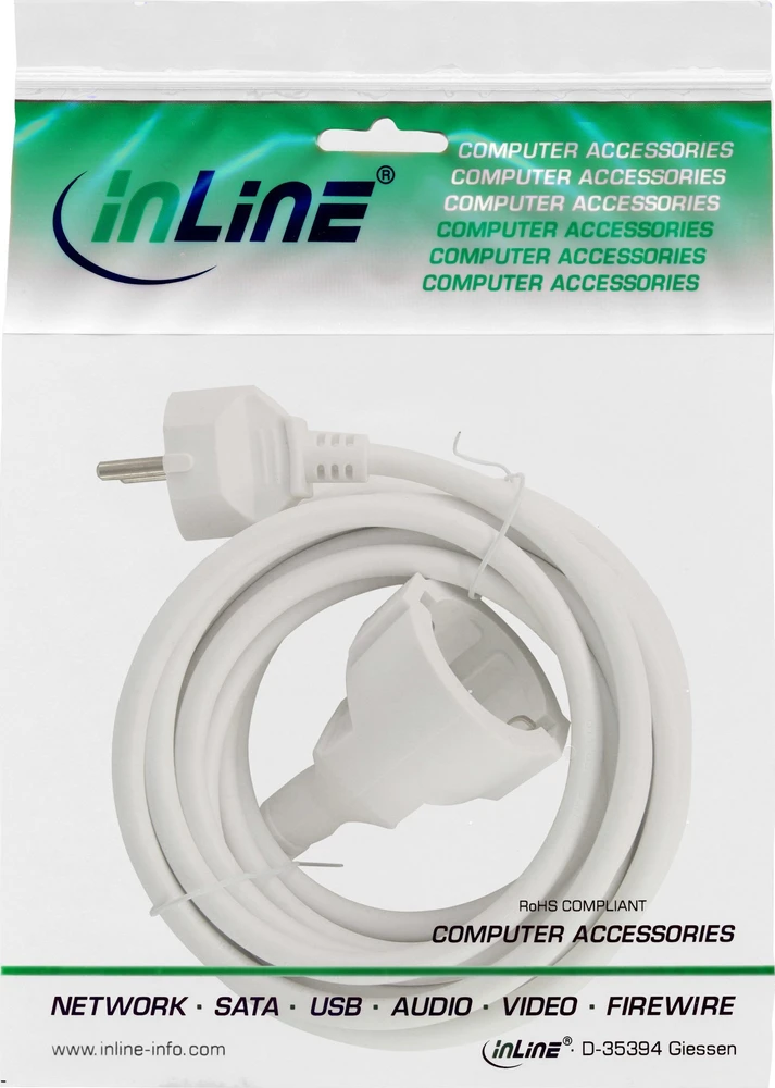 InLine® maitinimo ilgintuvas F tipas baltas 2m