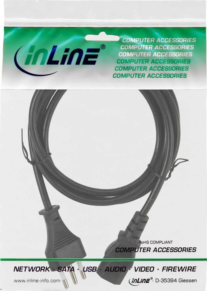 InLine® maitinimo kabelis, Italija kištukas prie IEC kištuko, 3,0 m