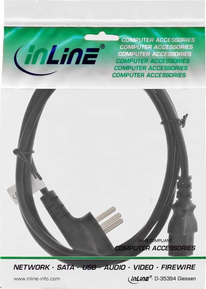 InLine® maitinimo kabelis, Izraelio kištukas prie IEC, juodas, 3,0 m