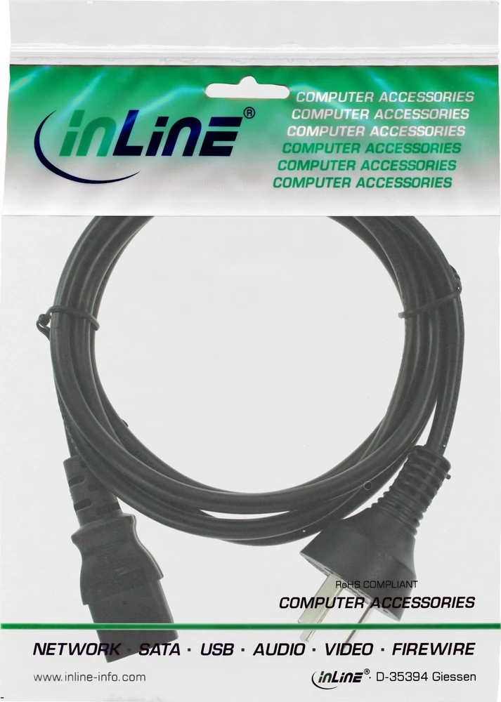 InLine® maitinimo kabelis, Kinijos kištukas prie IEC, juodas, 5,0 m