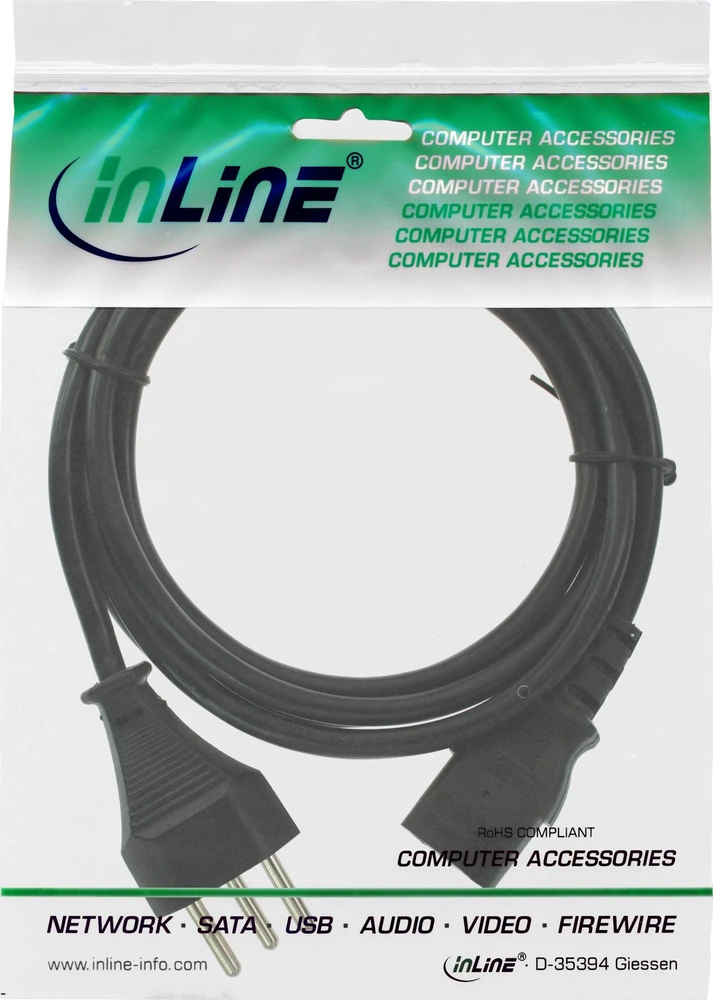InLine® Maitinimo kabelis Šveicarija, juodas, 5m