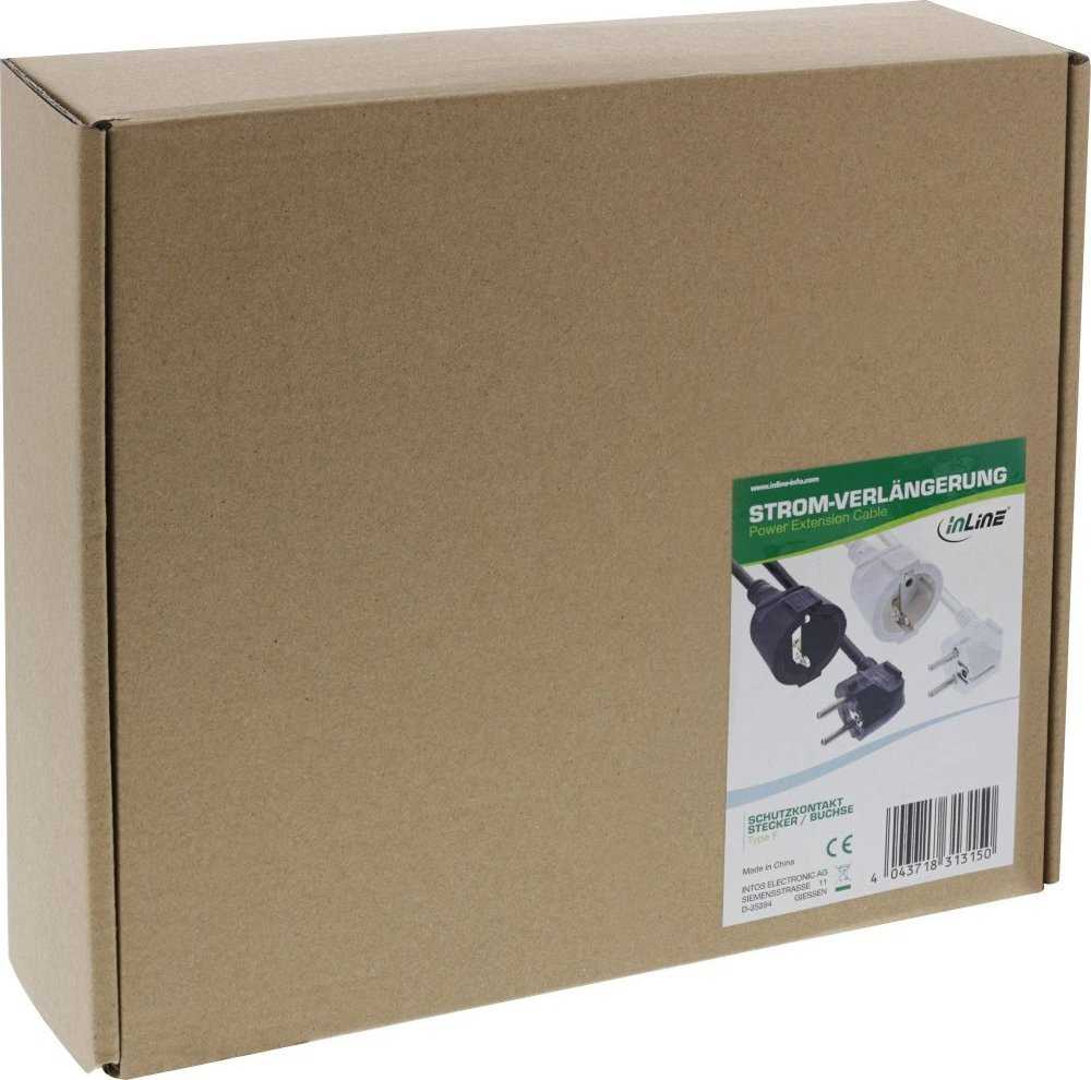 InLine® maitinimo prailginimo kabelis angeld Type F baltas 15m