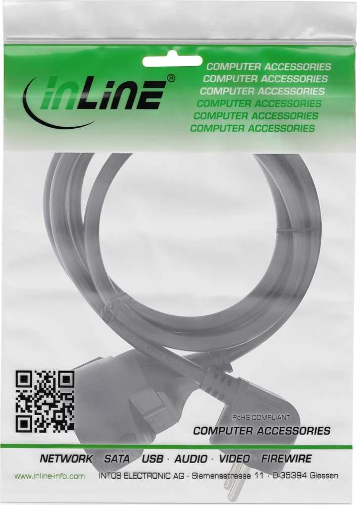 InLine® maitinimo prailginimo kabelis angeld Type F juodas 5m