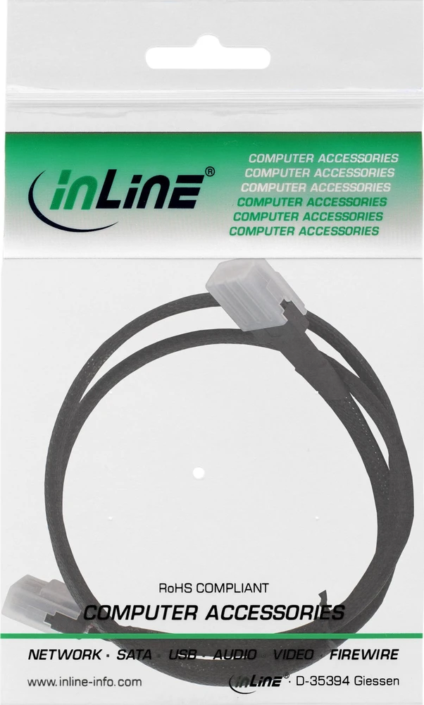 InLine® Mini-SAS 36 kontaktų SFF-8087 į Mini-SAS 36 kontaktų SFF-8087 0,75 m