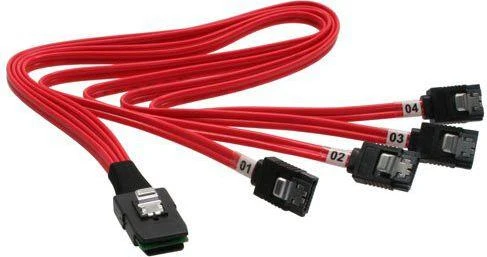 InLine SAS kabelis (OCR), 1x Mini-SAS iki 4x SATA, skaidrus - 0,5 m