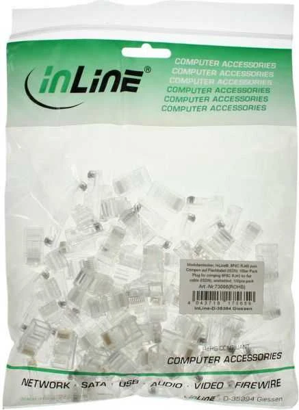 InLine Modular 8P8C RJ45 gniuždymo kištukas, RJ – ISDN juostinis kabelis, 100 vnt (73098)