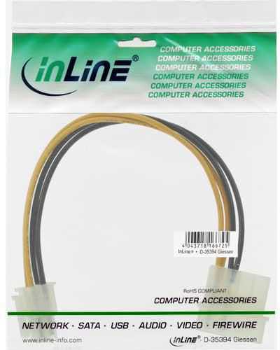„InLine Molex“ – ATX/EPS 4 kontaktų, 0,2 m, „Geltonas“ (26632)