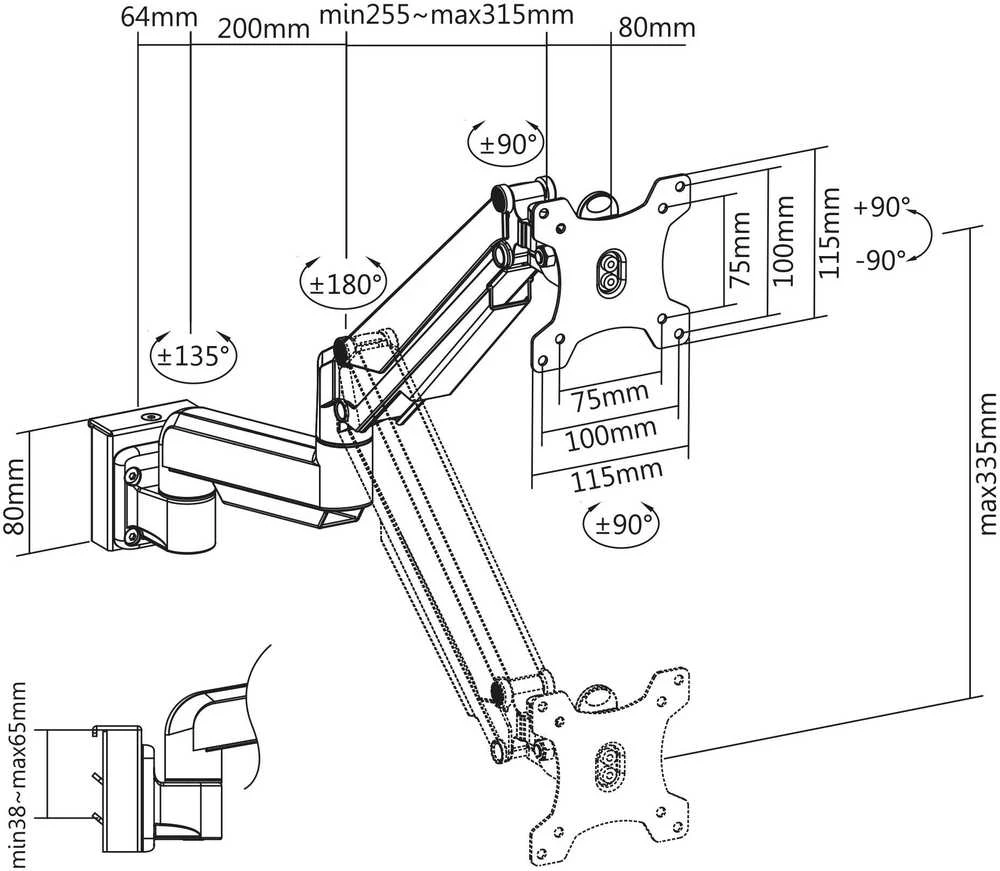 InLine Laikiklis monitoriui Slatwall Lifter Sidabrinis (23183C)