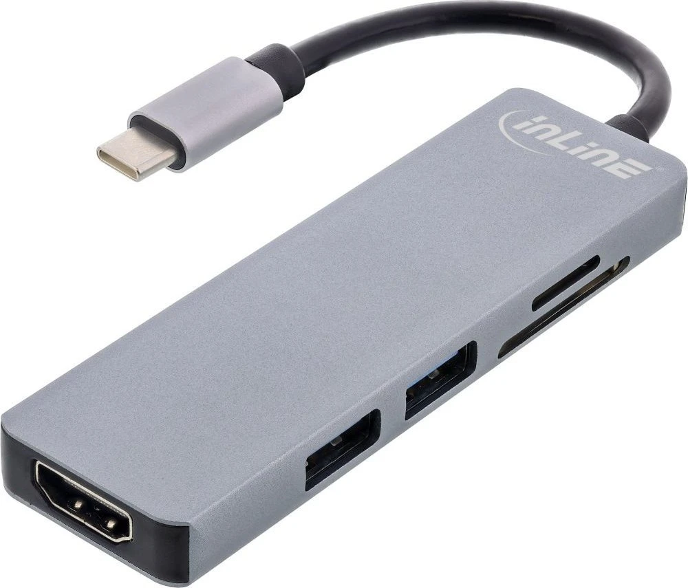 InLine daugiafunkcis šakotuvas USB 3.2, 2x USB-A, HDMI, kortelių skaitytuvas