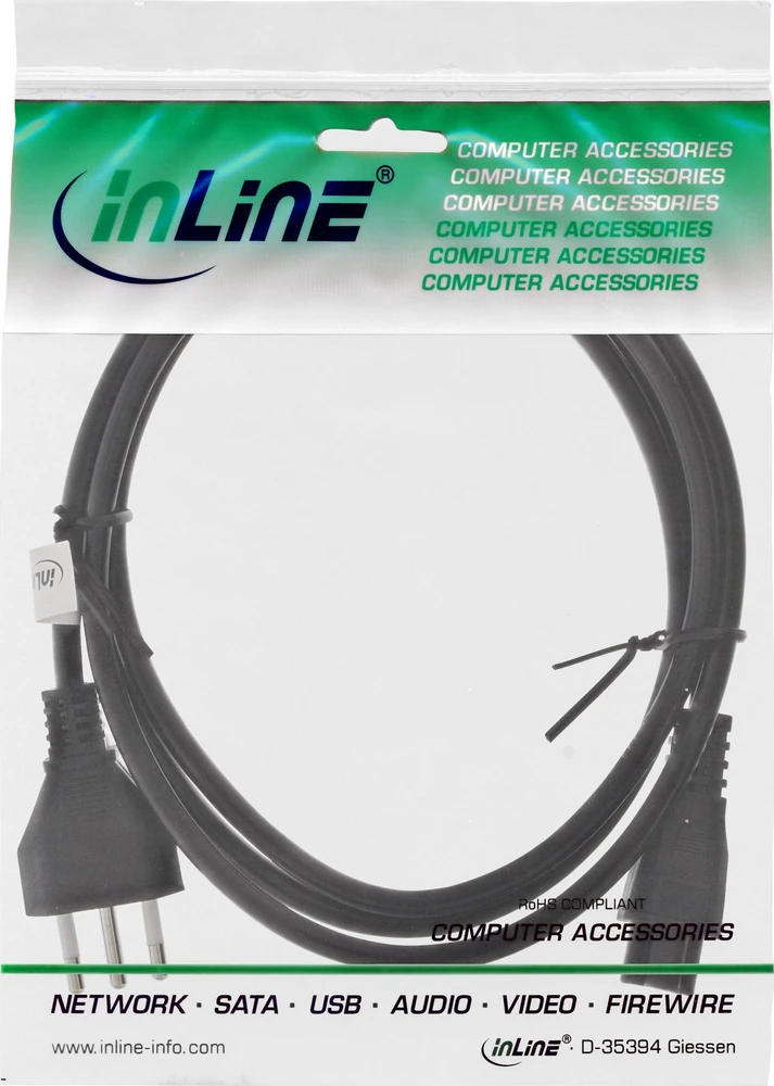 InLine® Nešiojamojo kompiuterio maitinimo kabelis, Italija kištukas su NB kištuku, 2,0 m