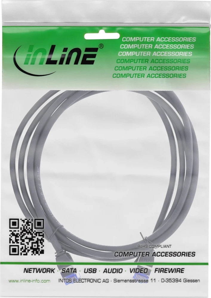 InLine Patchcord Slim Cat.6A, S/FTP, TPE (LSZH), elastyczny, PoE, juoda, 20m (74920S)