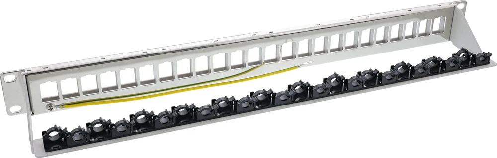 „InLine®“ 24 jungčių komutacinė panelė, „Keystone“ tuščia panelė, 19 colių, 1U, šviesiai pilka RAL7035