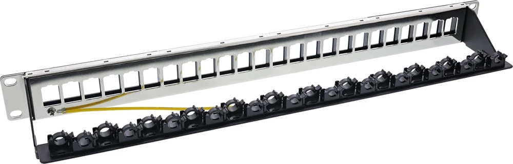 „InLine®“ 24 jungčių komutacinė panelė, „Keystone“ tuščia panelė, 19 colių, 1U, juodas RAL9005