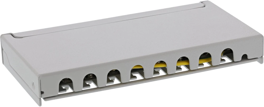 InLine® „Patch panel“ Cat.6A 0.5U 8 prievadų, montuojamas ant stalo/sienos, šviesiai pilkas, RAL7035