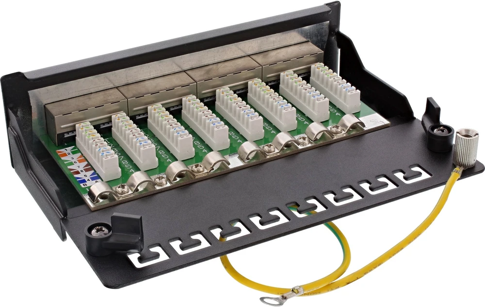InLine® „Cat.6A“ pach panelė, montuojama ant stalo / sienos, 8 prievadai, juoda RAL9005