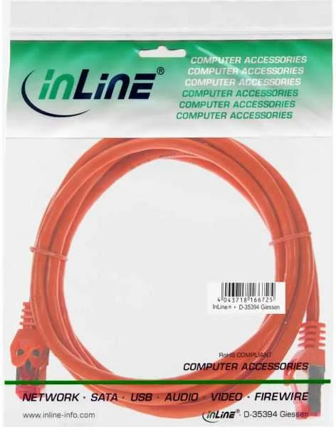InLine Patchcord Cat.6, S/FTP, 250MHz, PVC, 5m oranžinė (76405O)