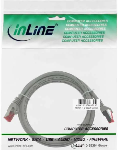 InLine Patch kabelis Cat.6, S/FTP (PiMf), 250MHz, pilkos spalvos - 3m