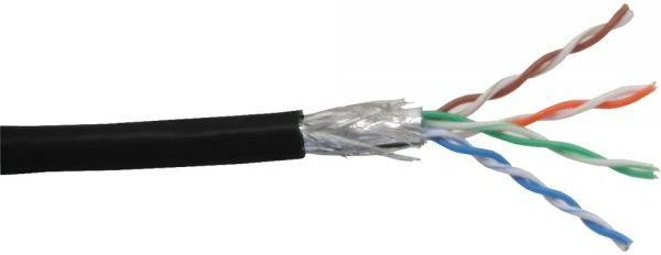 InLine tinklo pataisos laidas SF/UTP, Cat.5e, AWG26, CCA, PVC, juoda, 100m (72099S)
