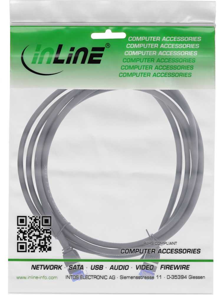 Plonas „InLine“ jungiamasis laidas „Cat.6A“, S/FTP, TPE (LSZH), lankstus, PoE, juodas, 3m (74903S)