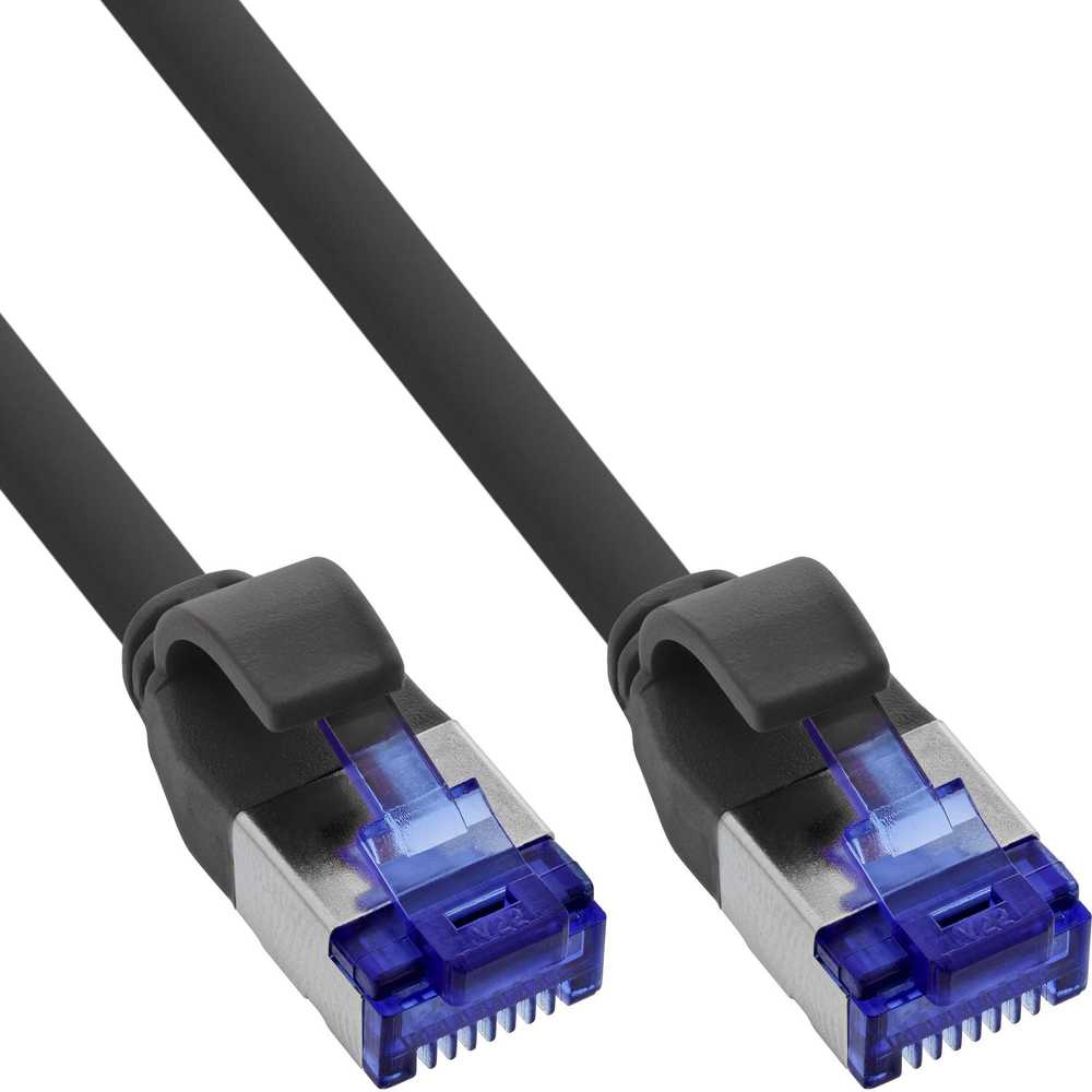 Plonas „InLine“ jungiamasis laidas „Cat.6A“, S/FTP, TPE (LSZH), lankstus, PoE, juodas, 3m (74903S)