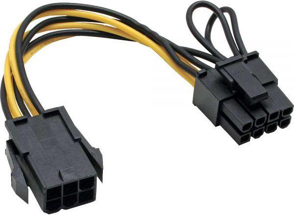 InLine PCIe 6-pin - PCIe 8-pin, 0.1m, Geltonas (26626)