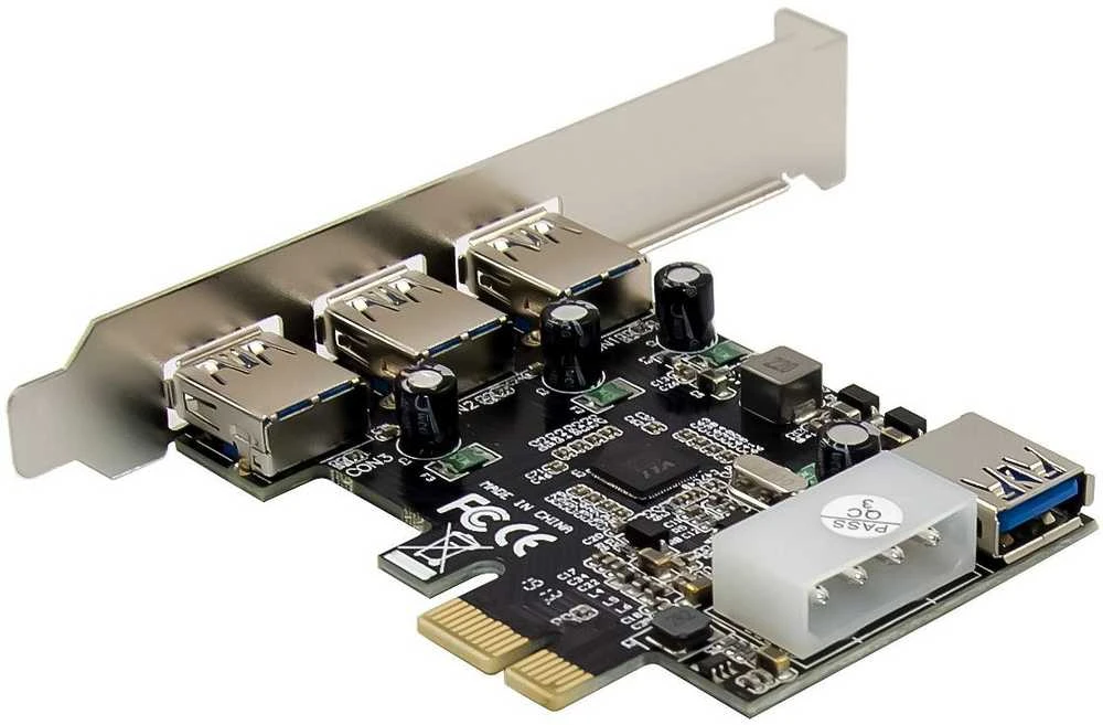 InLine® PCIe plokštė, 3x+1x USB 3.2 Gen.1, suderinama su Molex 4 kontaktų maitinimo jungtimi