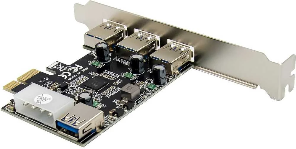 InLine® PCIe plokštė, 3x+1x USB 3.2 Gen.1, suderinama su Molex 4 kontaktų maitinimo jungtimi