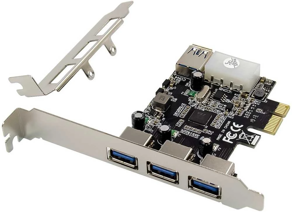 InLine® PCIe plokštė, 3x+1x USB 3.2 Gen.1, suderinama su Molex 4 kontaktų maitinimo jungtimi