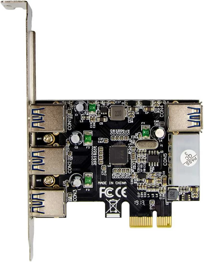 InLine® PCIe plokštė, 3x+1x USB 3.2 Gen.1, suderinama su Molex 4 kontaktų maitinimo jungtimi
