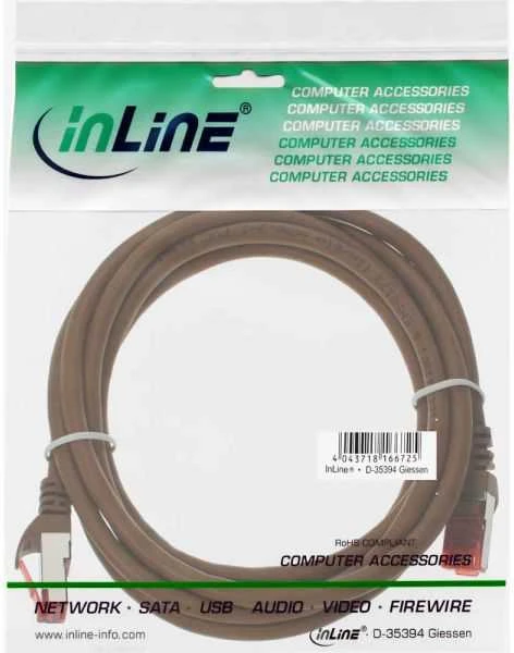InLine Patchcord S/FTP, PiMF, Cat.6, 250MHz, PVC, ruda 7,5m (76407K)