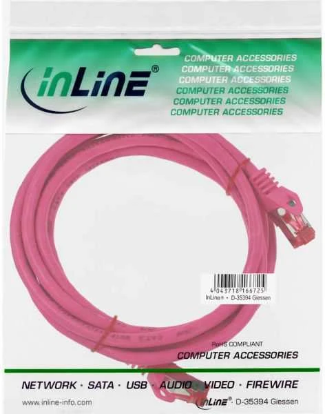 InLine Patchcord S/FTP, PiMF, Cat.6, PVC, rožinė 5m (76405M)