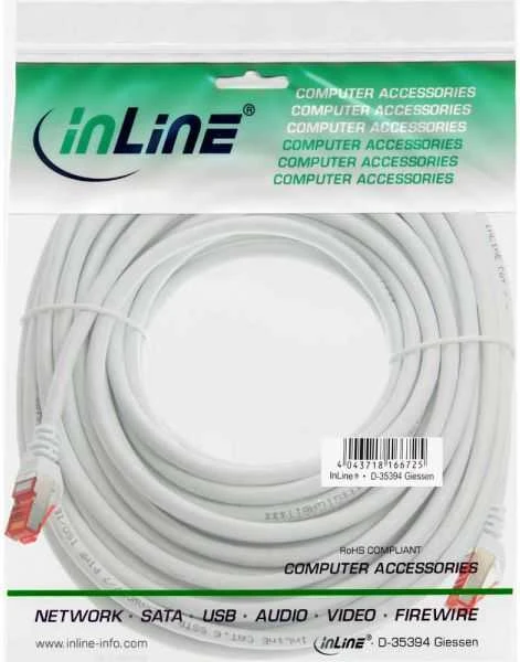 InLine Patchcord S/FTP, PiMF, Cat.6, PVC, balta 25m (76425W)