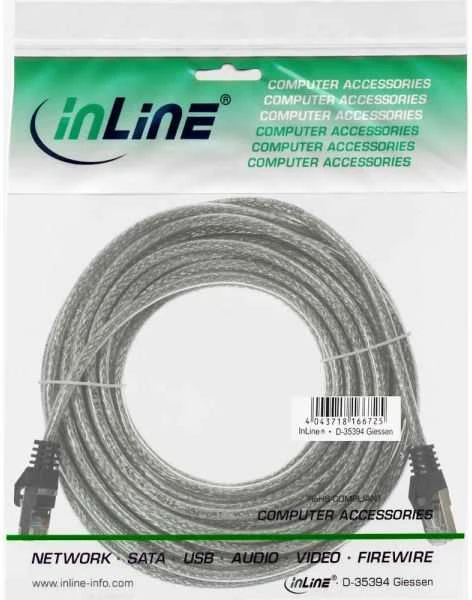 InLine Patchcord SF/UTP, Cat.5e, skaidrus 15m (72515T)