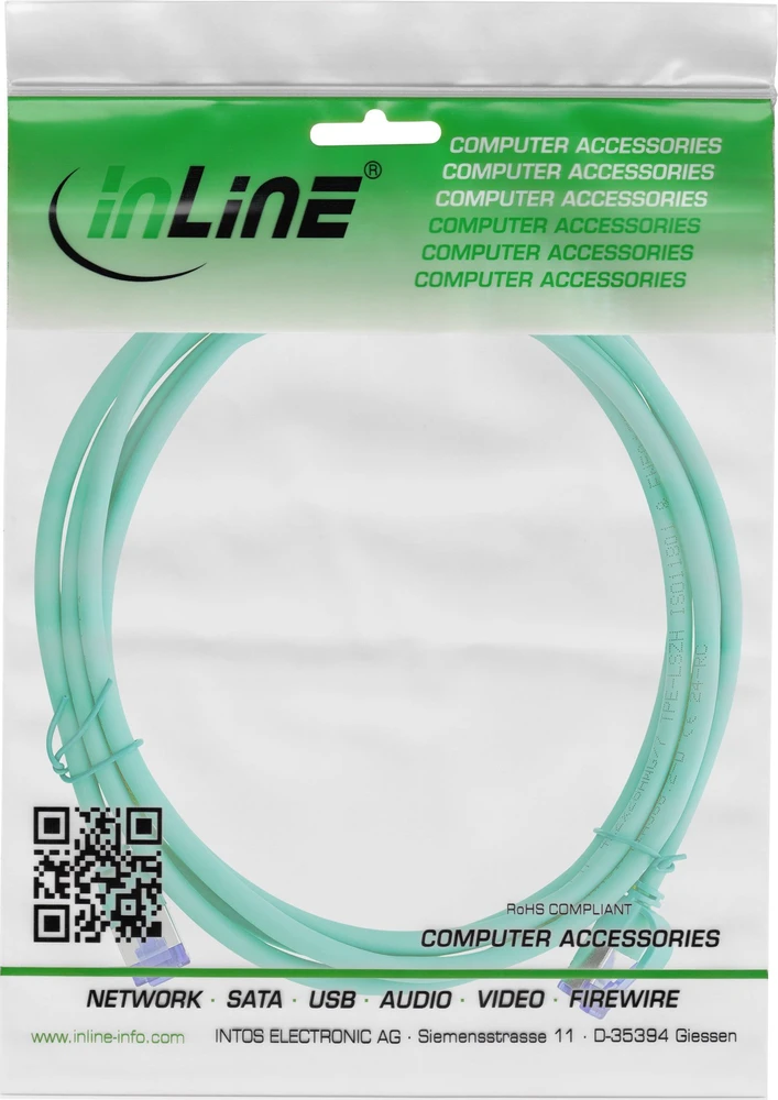 InLine Plonas tinklo kabelis „Patchcord Slim Cat.6A“, S/FTP, TPE (LSZH), lankstus, PoE, žalias, 7 m (74907G)