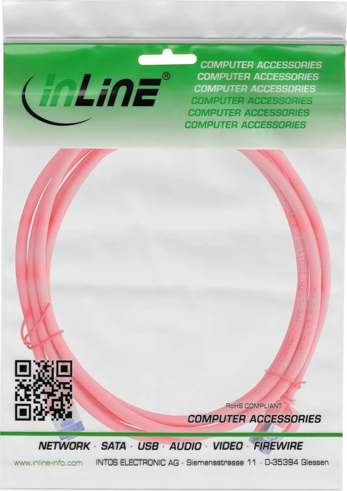 InLine tinklo kabelis Slim Cat.6A, S/FTP, TPE (LSZH), lankstus, PoE, raudonas, 30m (74930R)