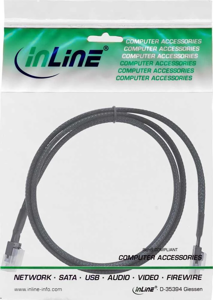 InLine ® Plonas SAS kabelis, SFF-8654 zu SFF-8654, 24 Gb/s, 0,5 m