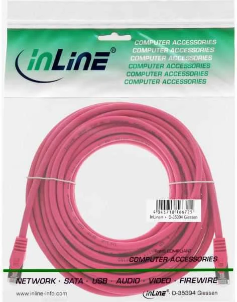 InLine Patchcord SF/UTP, Cat.5e, rožinė 15m (72515M)