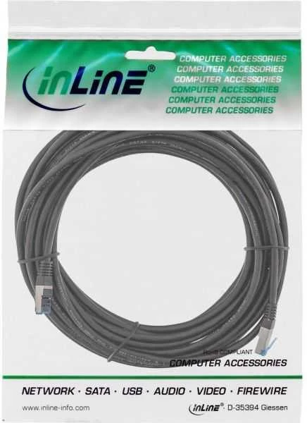 InLine - Komutacinis kabelis - RJ-45 (M) iki RJ-45 (M) - 10,0 m - SFTP, PiMF - CAT 6a - Lauko, Apvalus, Suvytas - Juodas (72800S)
