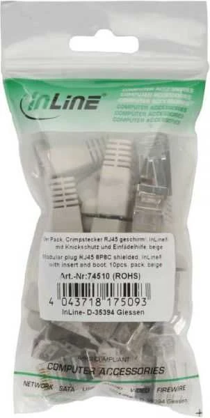 InLine RJ45 8P8C kištukas, rutulinis 10Vnt (74510A)