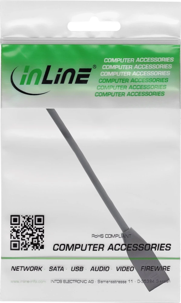 InLine® RJ45 Break-Away sąsajos apsauga Cat.6A S/FTP, RJ45 vyriškas/moteris, juodas, 0,2 m