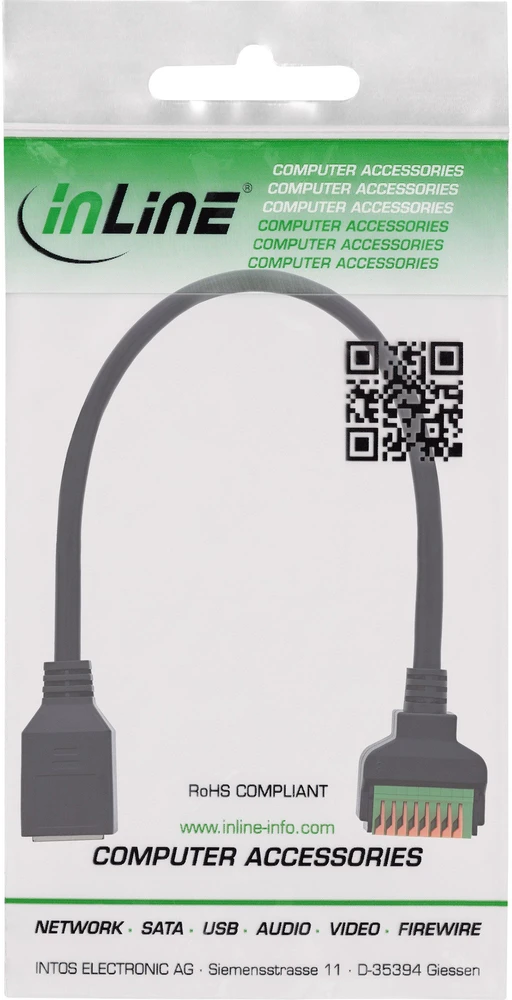 InLine RJ45 lizdas Push-In jungčiai 8 kontaktų Cat.5e 15cm kabelis