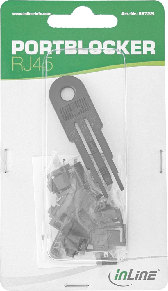 InLine® RJ45 prievadų blokatorius, starterio rinkinys su 10 blokatorių ir raktu, juodas