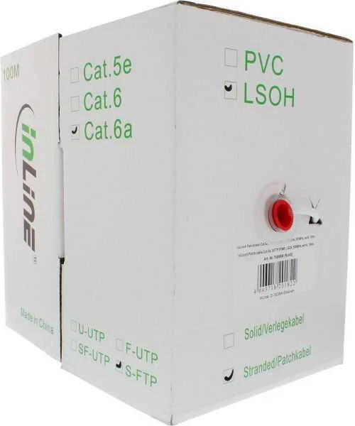 InLine S / FTP instaliacijos kabelis, PIMF, 6A kat., be halogenų, 500MHz, 100 m (76899W)