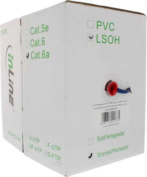 InLine Kabelis instalacyjny S/FTP, PiMF, Cat.6A, be halogenų, 500MHz, mėlyna 100m (76899B)