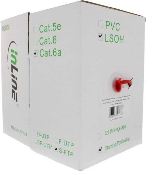 InLine montavimo kabelis S/FTP, PiMF, Cat.6A, be halogenų, 500MHz, raudonas 100m (76899R)