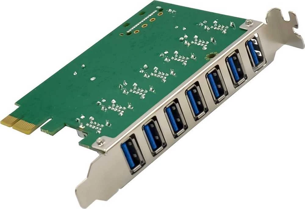 InLine® sąsajos plokštė, 7x USB-A 3.2 Gen.1, PCIe, su SATA maitinimo jungtimi